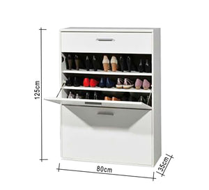 Space Saver White: Multi-Shelf Shoe Cabinet