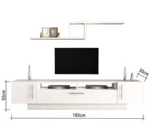 Elegant Home White TV Table: Sleek Design, Dual Shelves