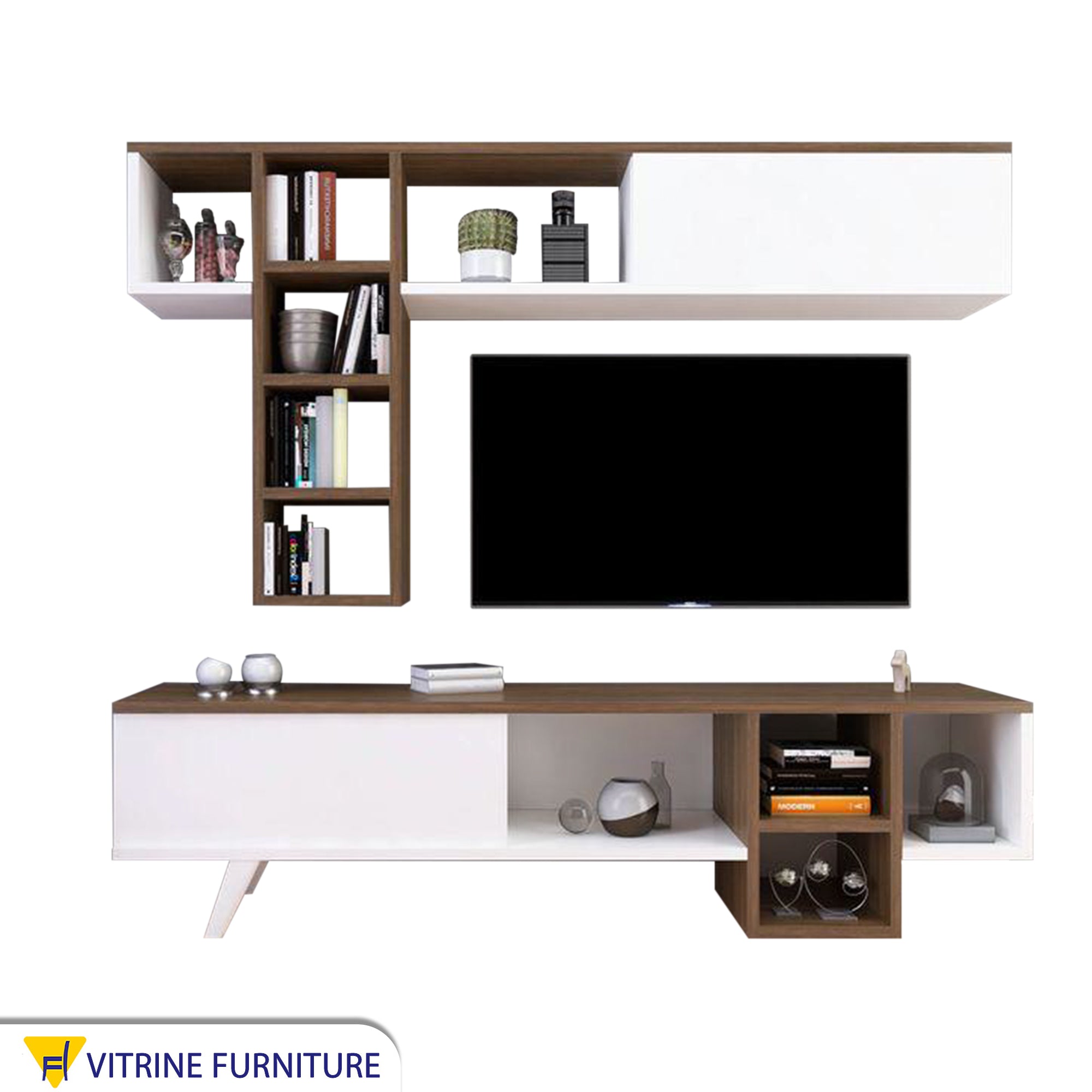 TV table in white and honey brown