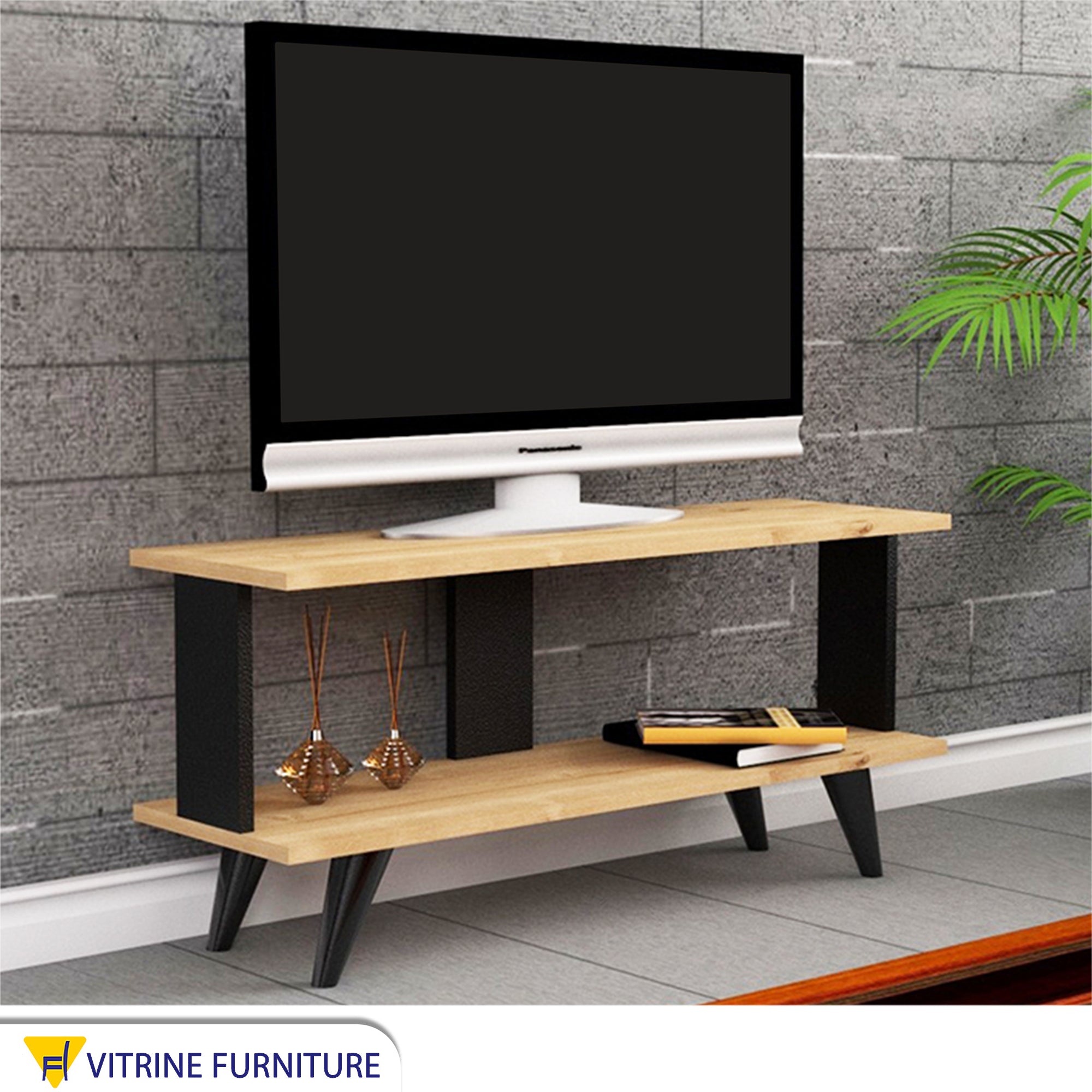 Black and beige TV table