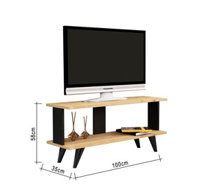 Trendy Black & Beige TV Table, Modern & Sleek