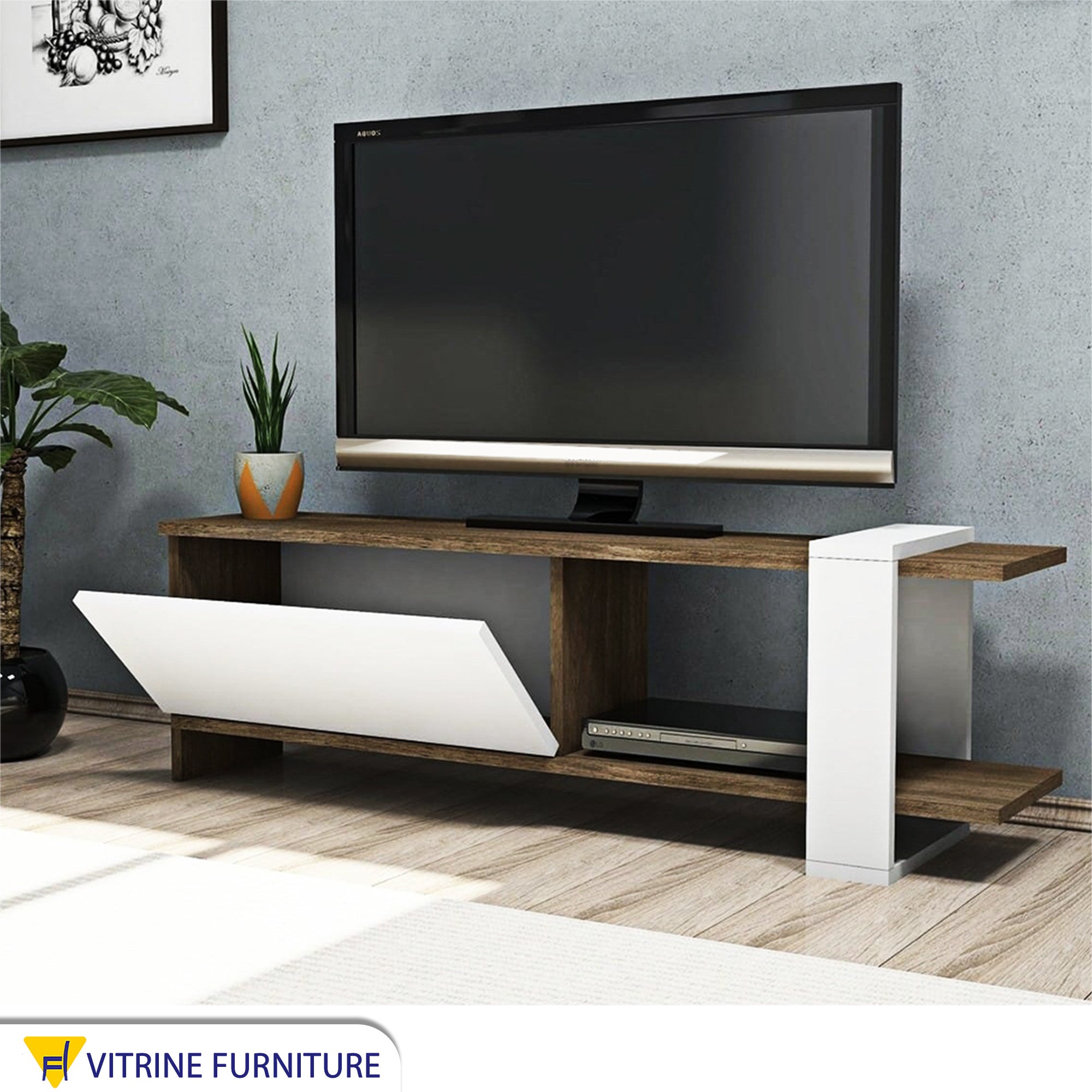 TV table in white and dark brown