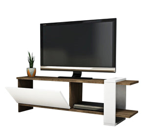 Home Elegance: Sleek White & Dark Brown TV Table