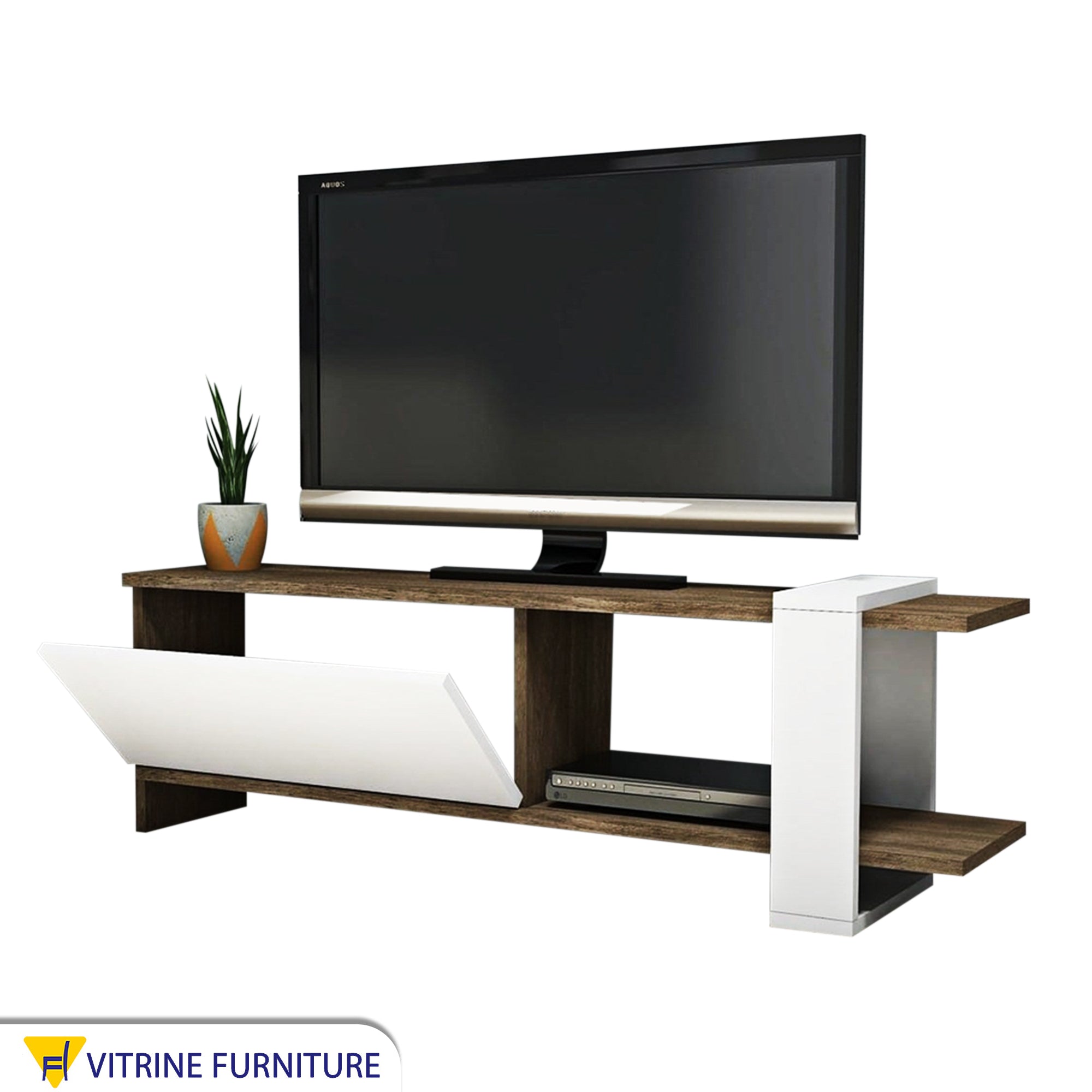 TV table in white and dark brown