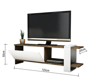 Home Elegance: Sleek White & Dark Brown TV Table