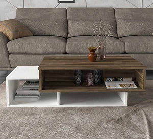 Living Coffee Table, WhiteBrown, Chic & Functional