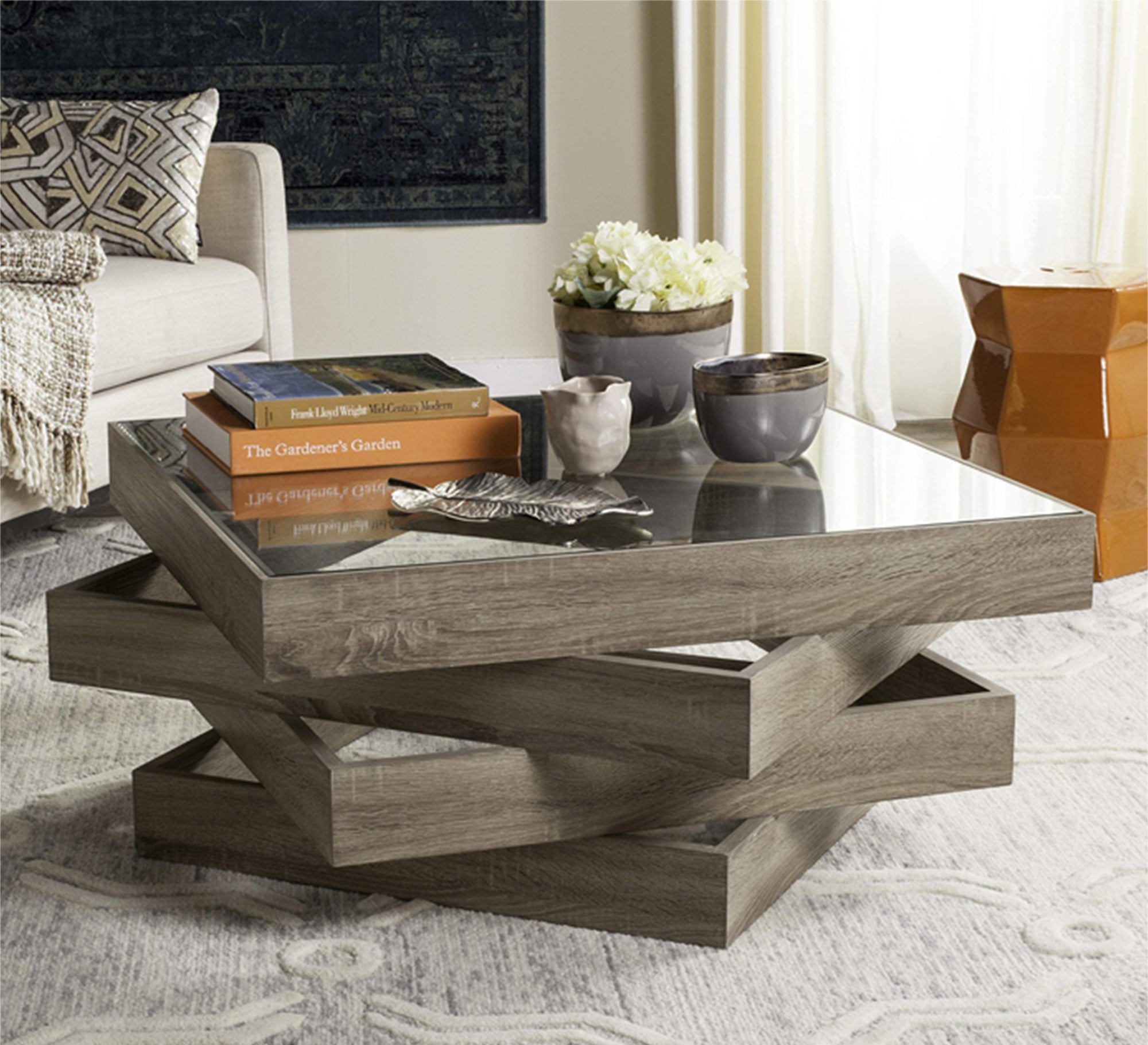 Brown Overlap Coffee Table - Stylish & Functional