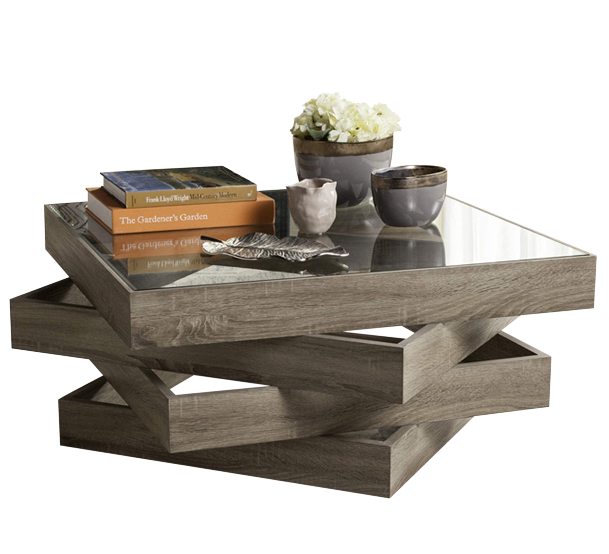 Brown Overlap Coffee Table - Stylish & Functional