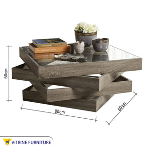 Brown overlap living coffee table