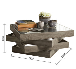 Brown Overlap Coffee Table - Stylish & Functional