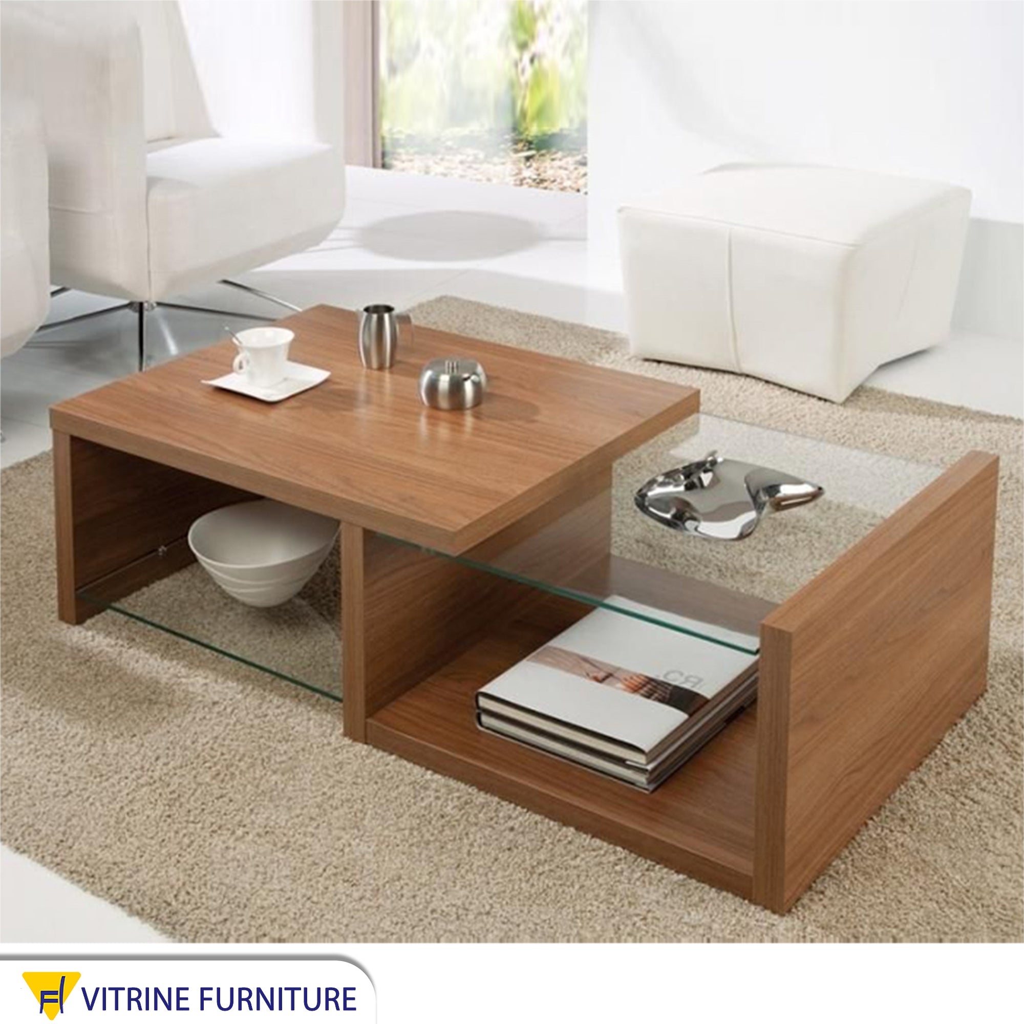 Living room coffee table in wooden color