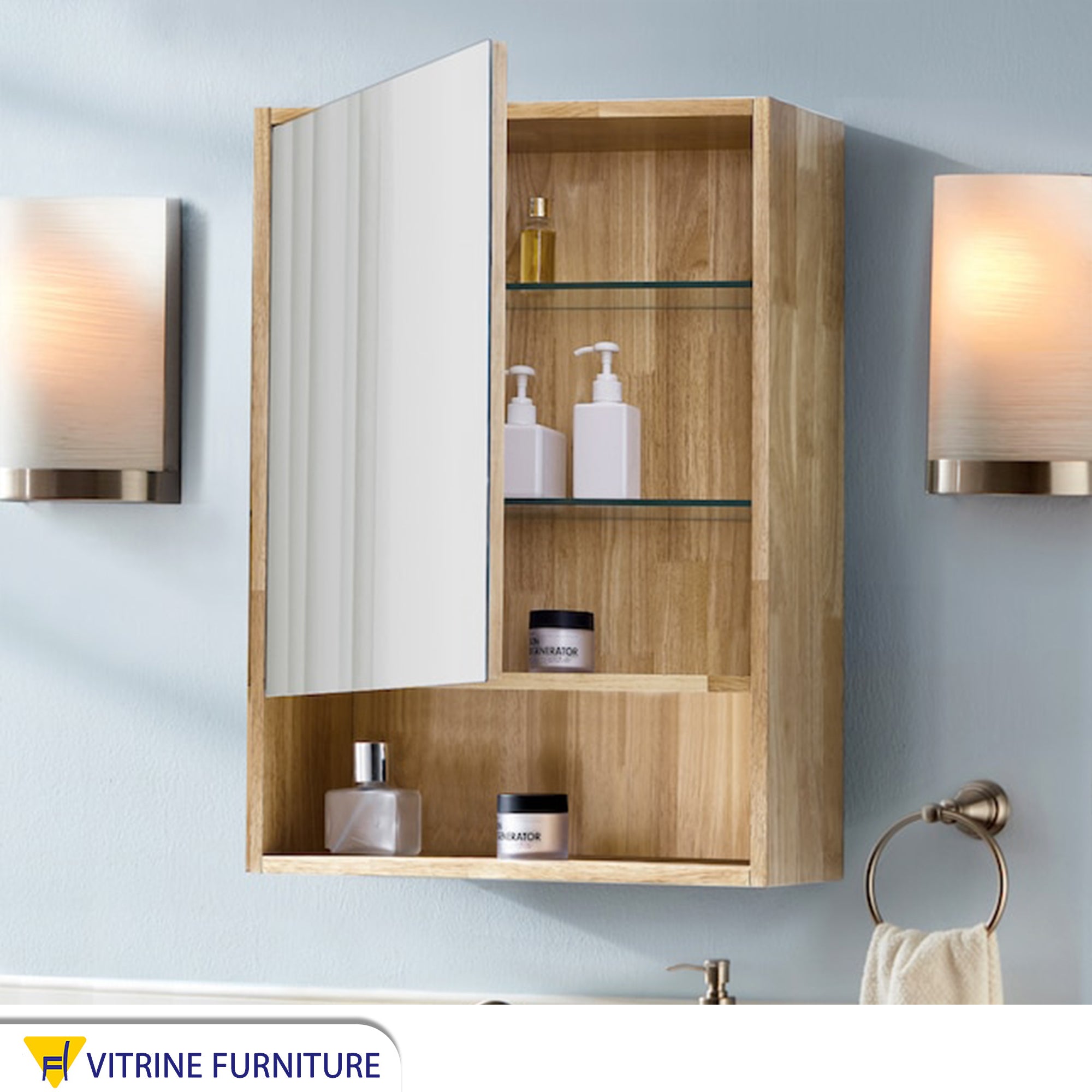 Pharmacy cabinet for the bathroom with a mirrored door