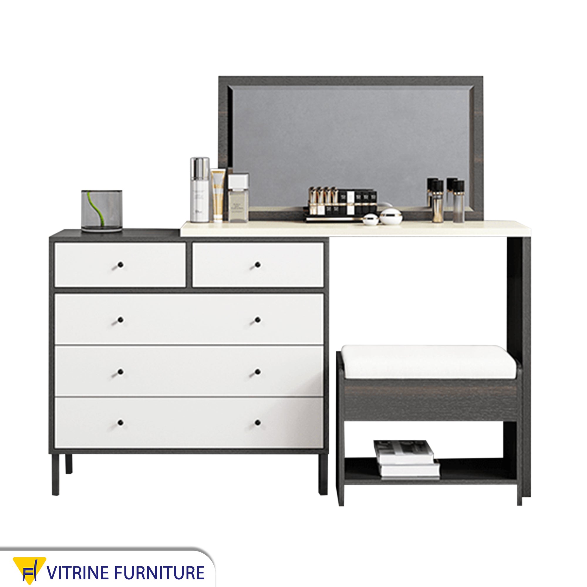 Modern Makeup Vanities in white and gray