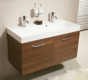 Elegance Double-Door Sink, White & Honey Brown Chic