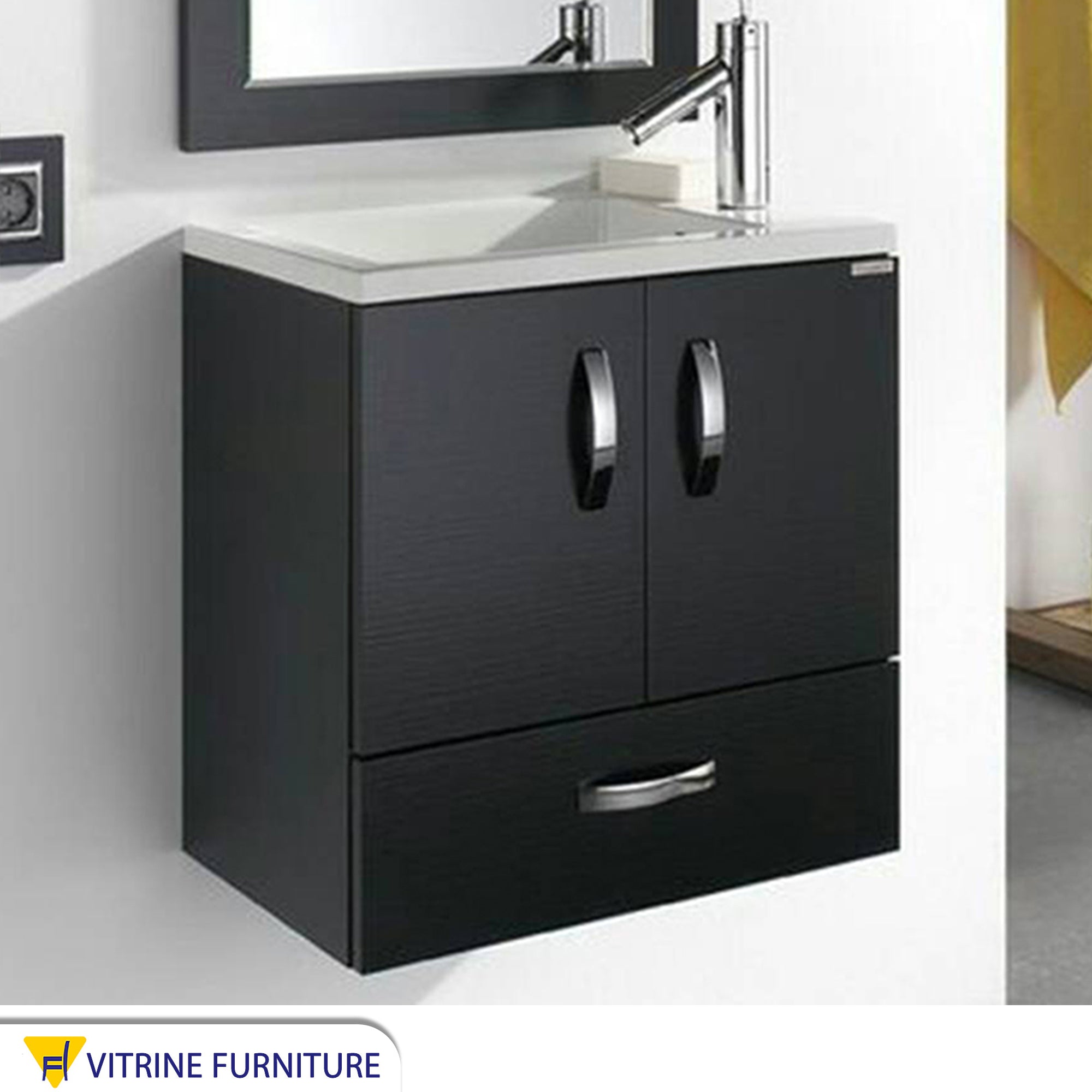 Black bathroom sink unit