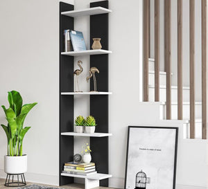 Elegance Decor: Black & White Corner Shelf Accent