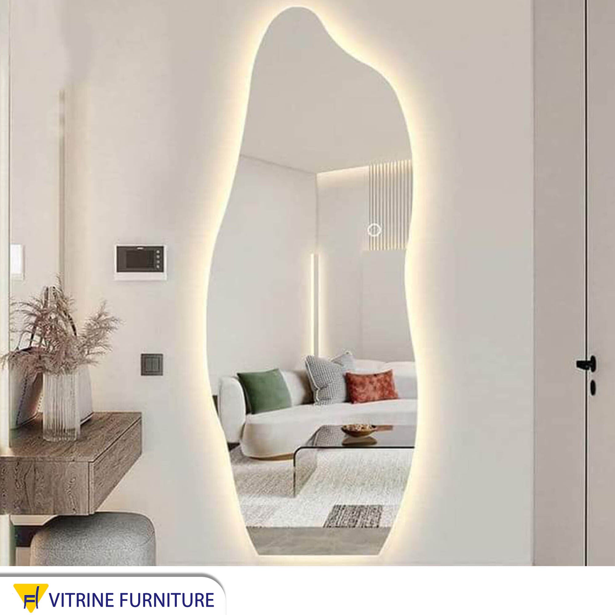 LED mirror with zigzag frame