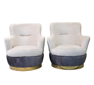 Luxe Living: White & Indigo Cushions with Gold Ribbon Trim