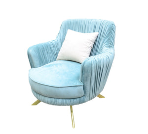 Sofa: Sky Blue, Ivory White, Steel Leg Elegance