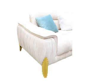 Sofa: Sky Blue, Ivory White, Steel Leg Elegance