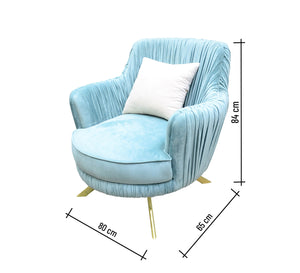 Sofa: Sky Blue, Ivory White, Steel Leg Elegance