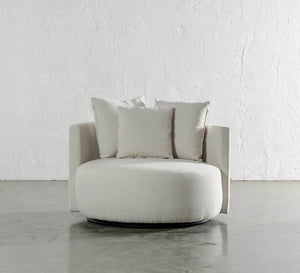 Round Sofa: Elegant White Upholstery Comfort