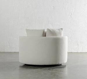 Round Sofa: Elegant White Upholstery Comfort