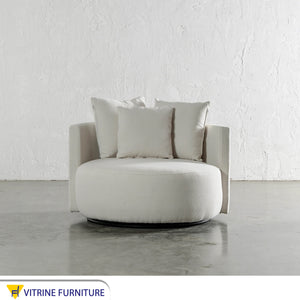 Round Sofa: Elegant White Upholstery Comfort