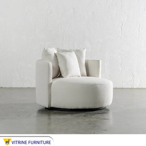 Round Sofa: Elegant White Upholstery Comfort