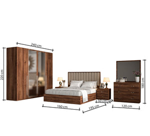 Brown wooden bedroom with movable shutters