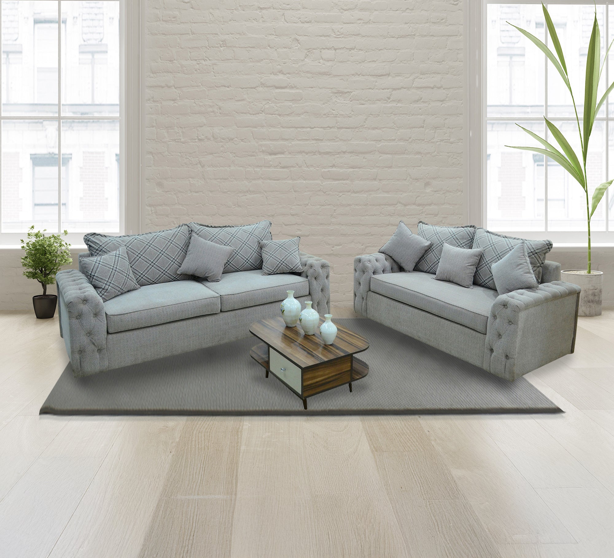 2 snow white sofa with capotanien armrests