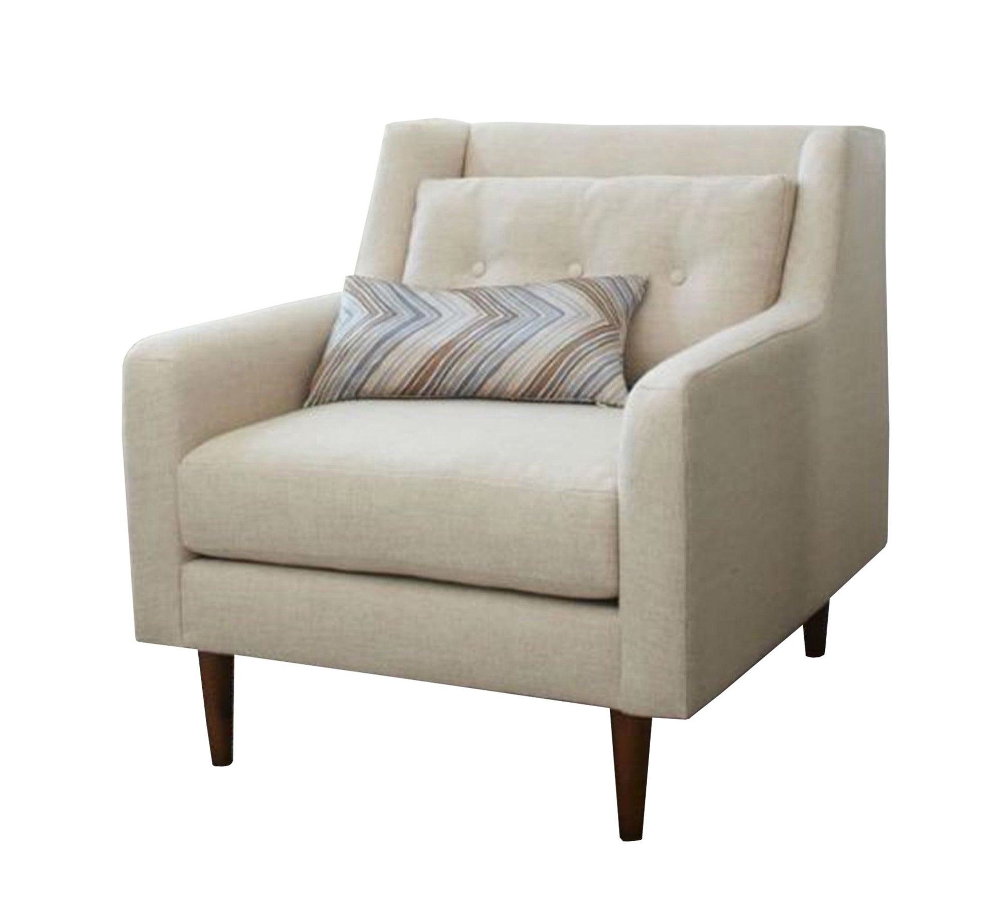 Beige footstool with thin armrests