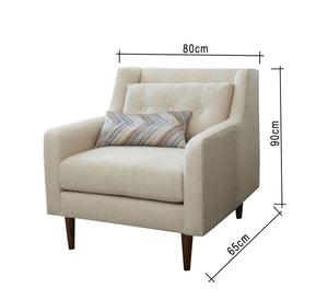 Beige footstool with thin armrests