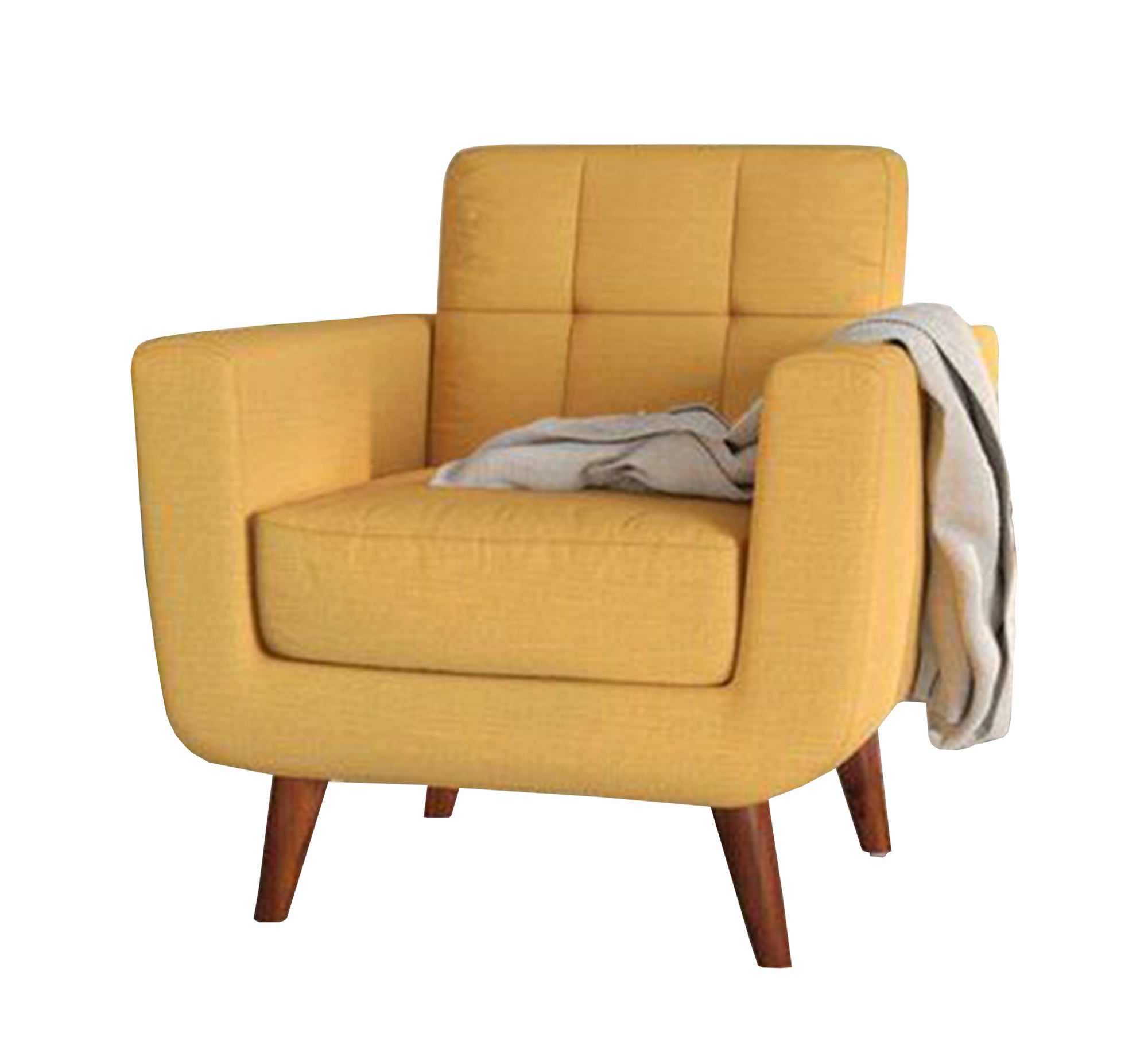 Camel Yellow Chair with High Wooden Legs