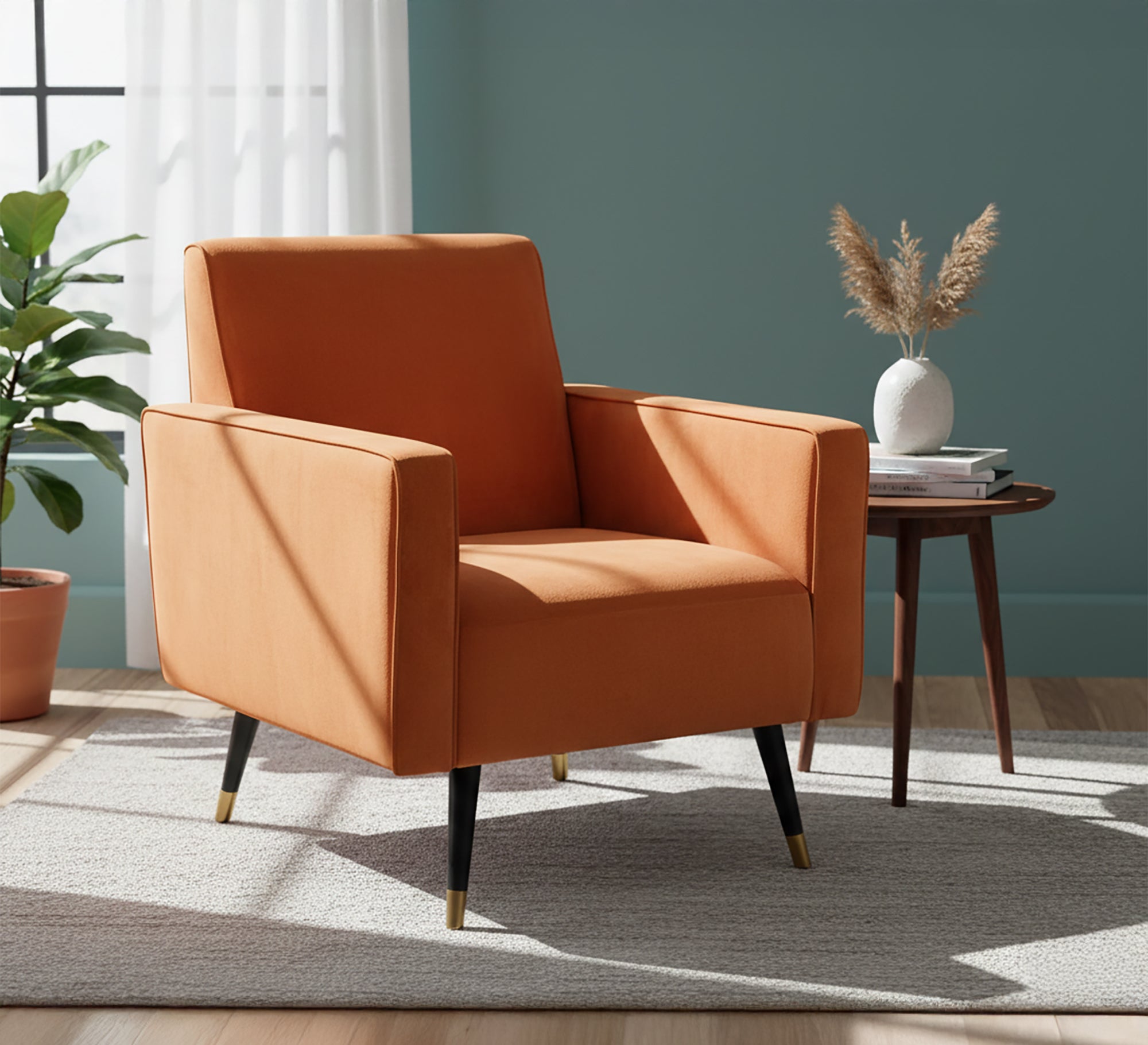 Bronze chair with thin armrests