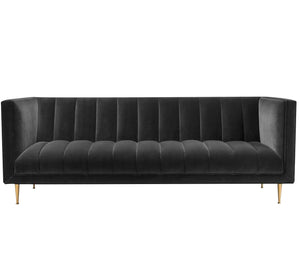 Black sofa with capotonian stripes