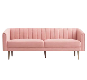 A pink parallelepiped capotone sofa