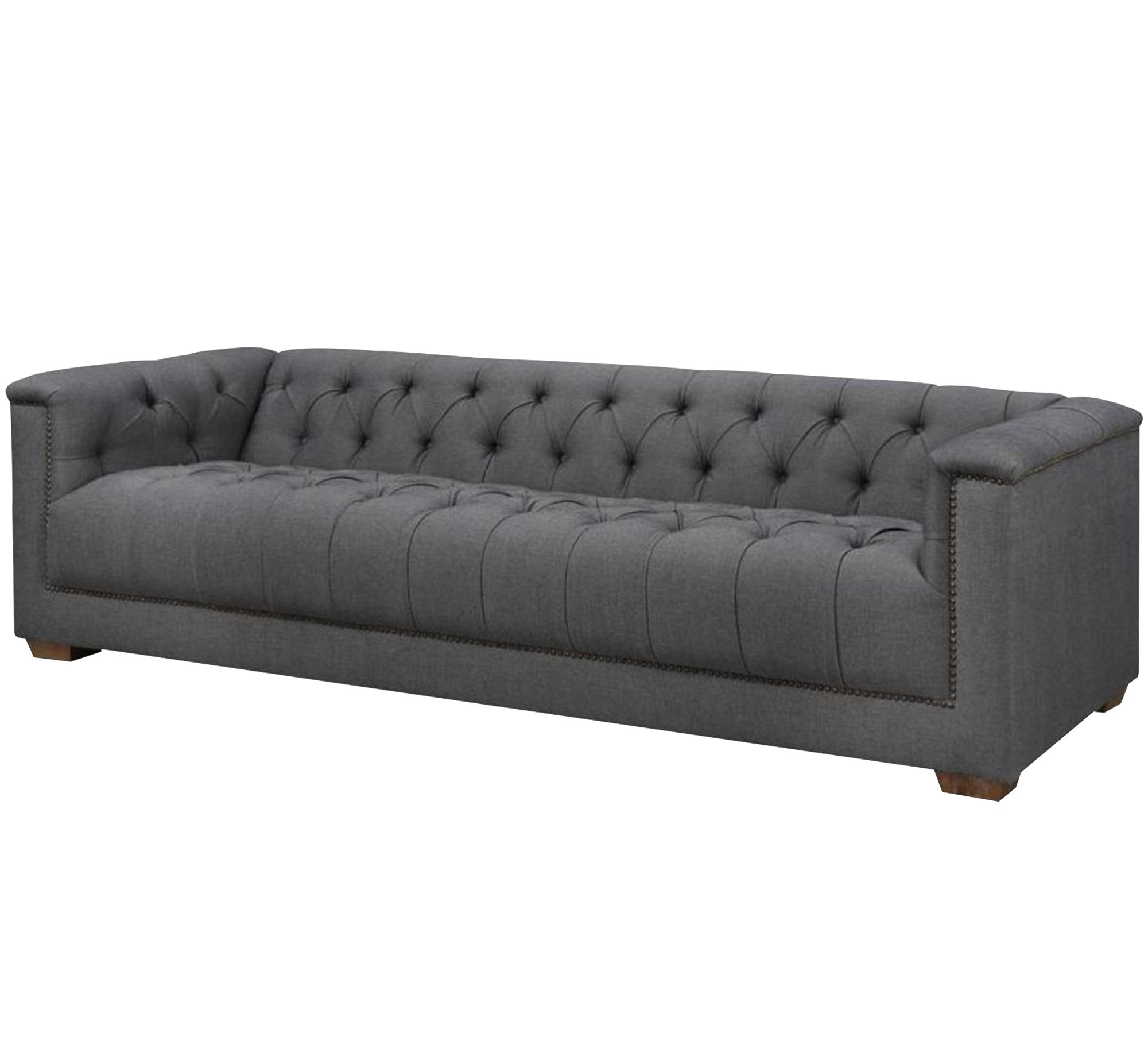 Dark gray sofa with high armrests