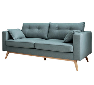 Light green sofa with wooden legs