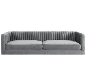 Gray sofa with folded backrest