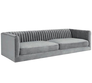 Gray sofa with folded backrest