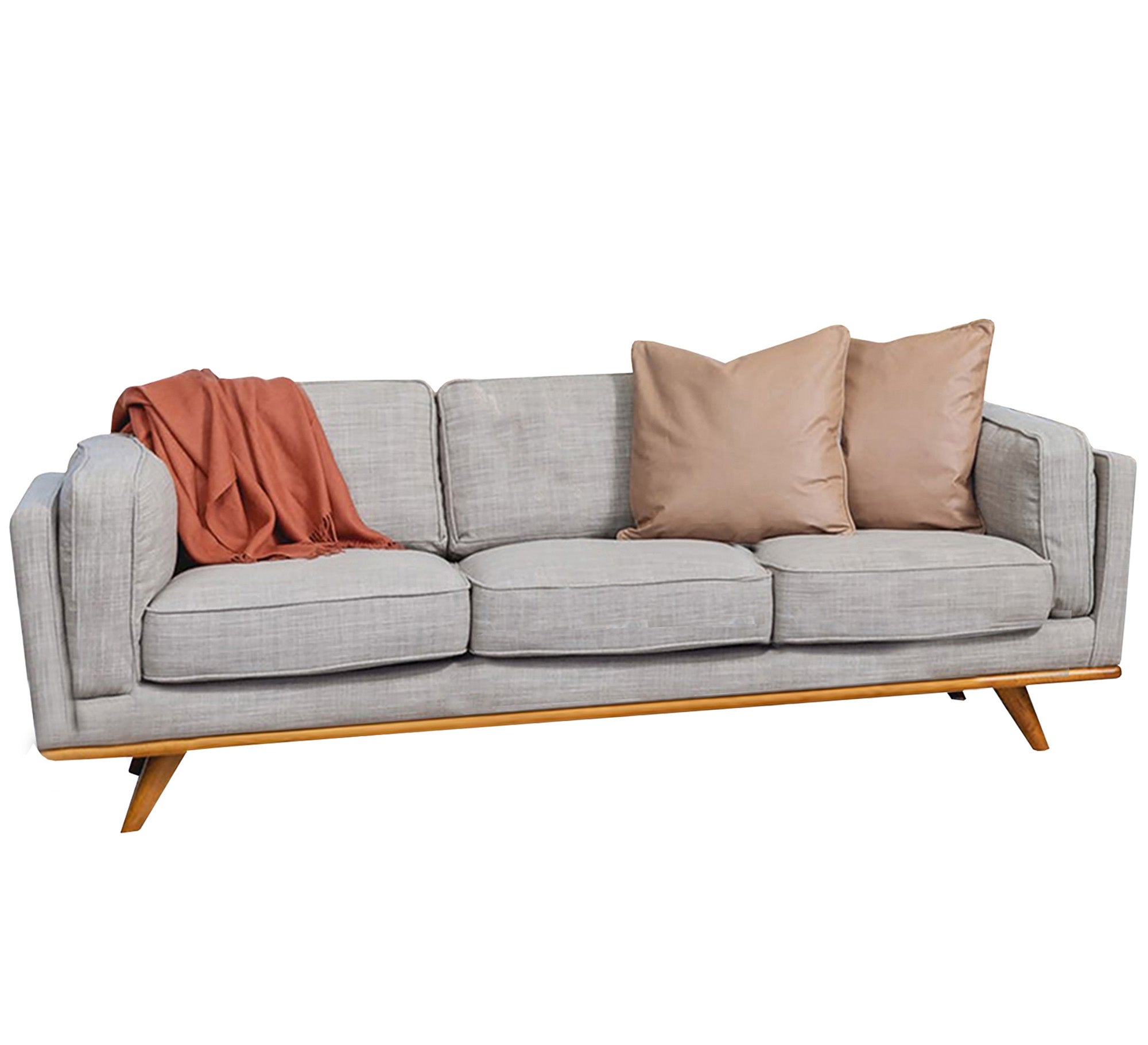 Sofa with armrests and short back in gray color