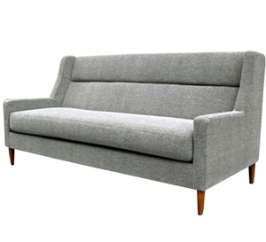 Modern gray sofa on wooden legs