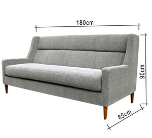 Modern gray sofa on wooden legs