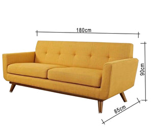 Camel yellow sofa with slanted legs