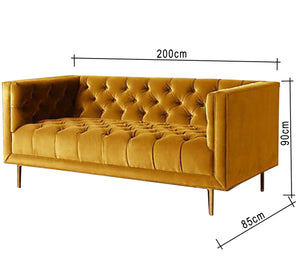 A yellow sofa with capotonite grains from the inside