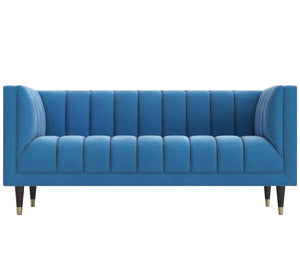 Blue Sofa: Recessed Lines for Modern Elegance