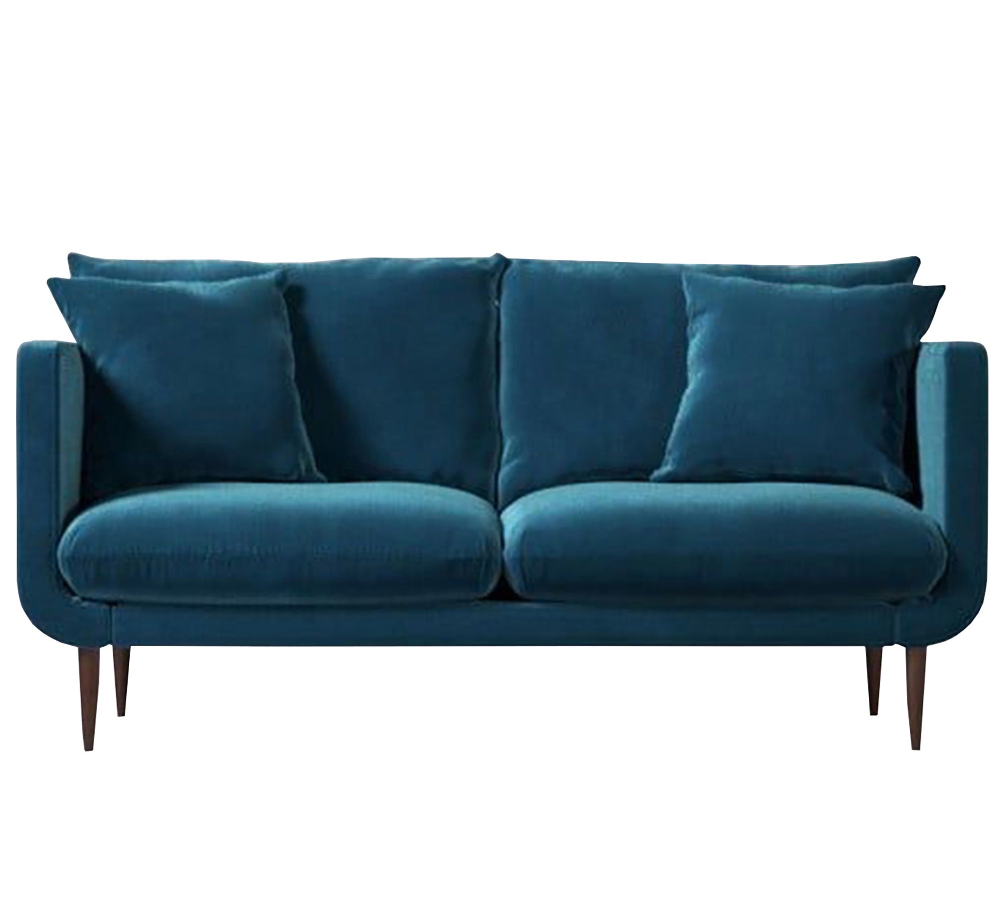 A sofa with thin armrests