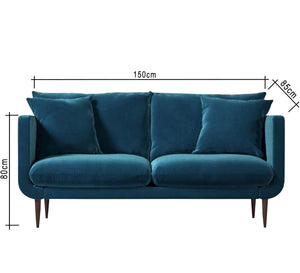 A sofa with thin armrests