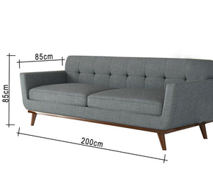 Gray sofa with slanted legs